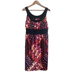 Blu Sage Ikat Geometric Print Dress Womens Medium Multi Color Excellent size XL